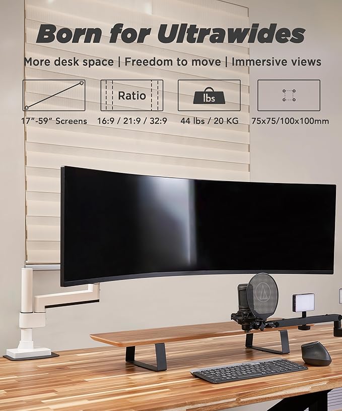 ULTRARM Heavy Duty Monitor Arm for Ultrawide Monitors up to 57" and 44 lbs - Image 2