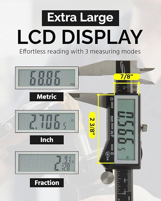 iGaging IP54 Electronic Digital Caliper 0-6" Display Inch/Metric/Fractions - Image 4