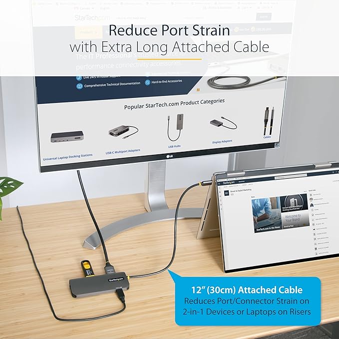 StarTech.com 6-in-1 USB-C Hub for Monitors, 4K 60Hz HDMI Video, Gigabit Ethernet - Image 5