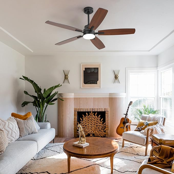 ARTPLAN 52" Ceiling Fan with Light and Remote, Noiseless DC Motor & Reversible - Image 2