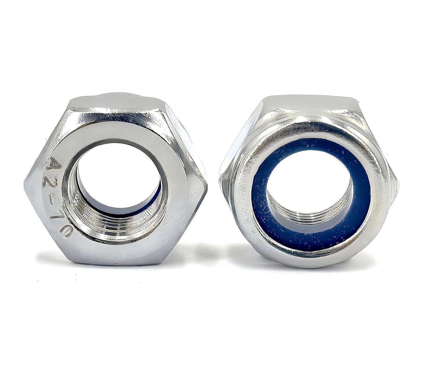 20Pcs M10 x 1.25mm Nylon Insert Hex Lock Nuts, 304 (A2-70) Stainless Steel Lock Nuts,Silver Tone (M10x1.25)
