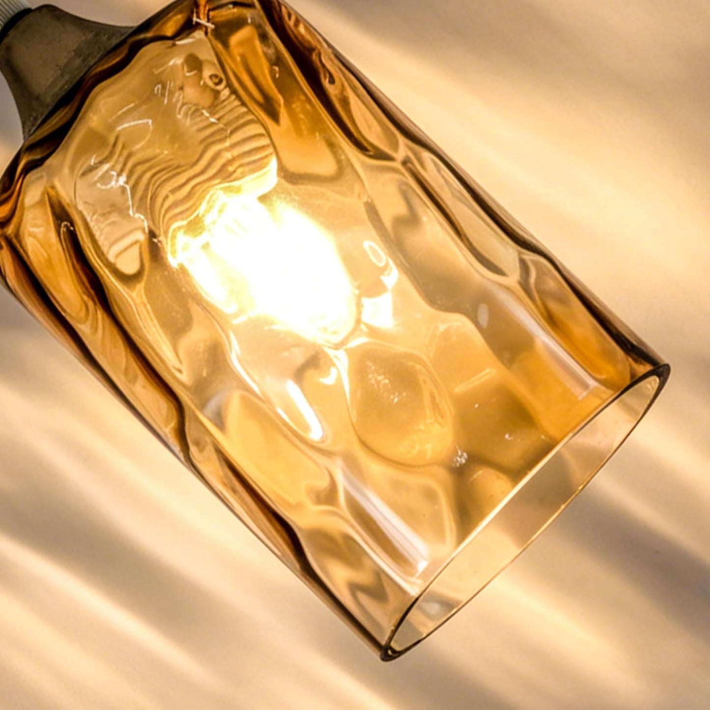 GO&SO Glass Lamp Shade Replacement 3Pc Amber Hammered 3.94" W x 5.9" H | Hand Blown Hammered Glass,1-5/8" Fitter,E26 Base,Fits Pendant Lights Fixtures,Wall Sconces,Table Lamps,Floor Lamp Cover