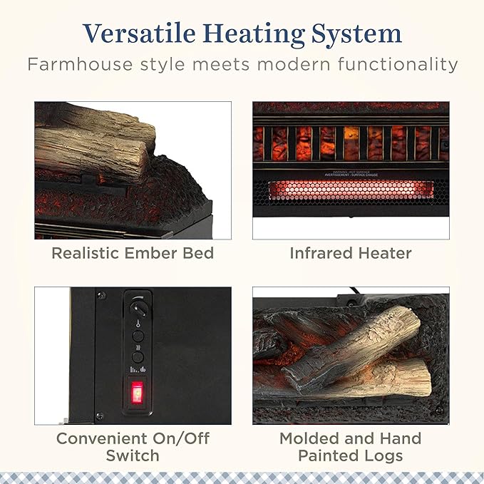 Country Living 23 inch Electric Log Set | Crackling Sound | 1000 Sq Ft Heater | - Image 5