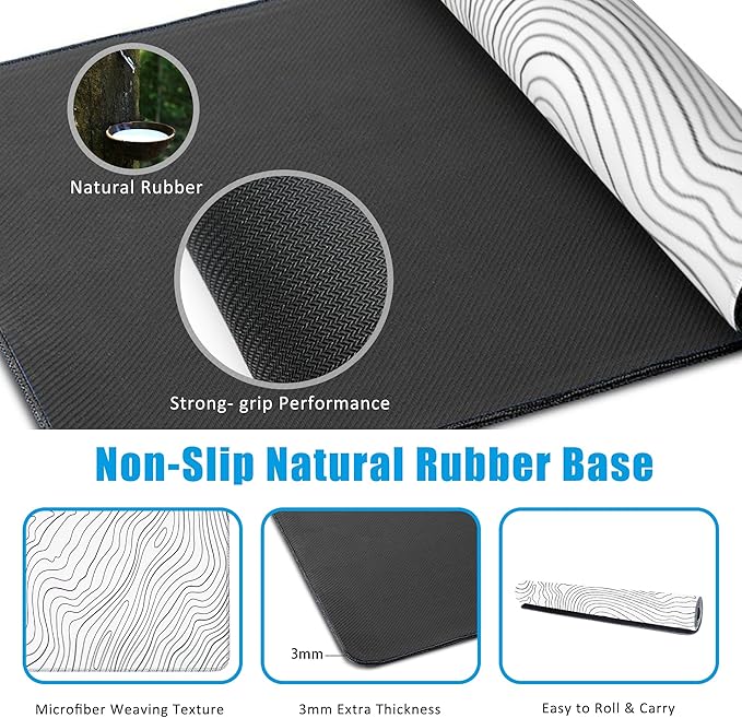 EOBKLAX Mouse Pad, Topographic Line Desk Mat - Image 5