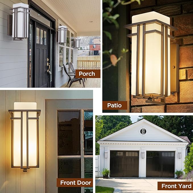 15.35"H Matte Brown Outdoor Wall Light Large Outdoor Wall Lantern Oil Rubbed - Image 4