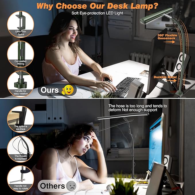 Airlonv LED Desk Lamp for Office Home, Eye-Caring Desk Light - Image 4
