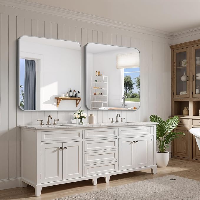 FORBATH 40x36 Inch Silver Bathroom Mirror - Image 3