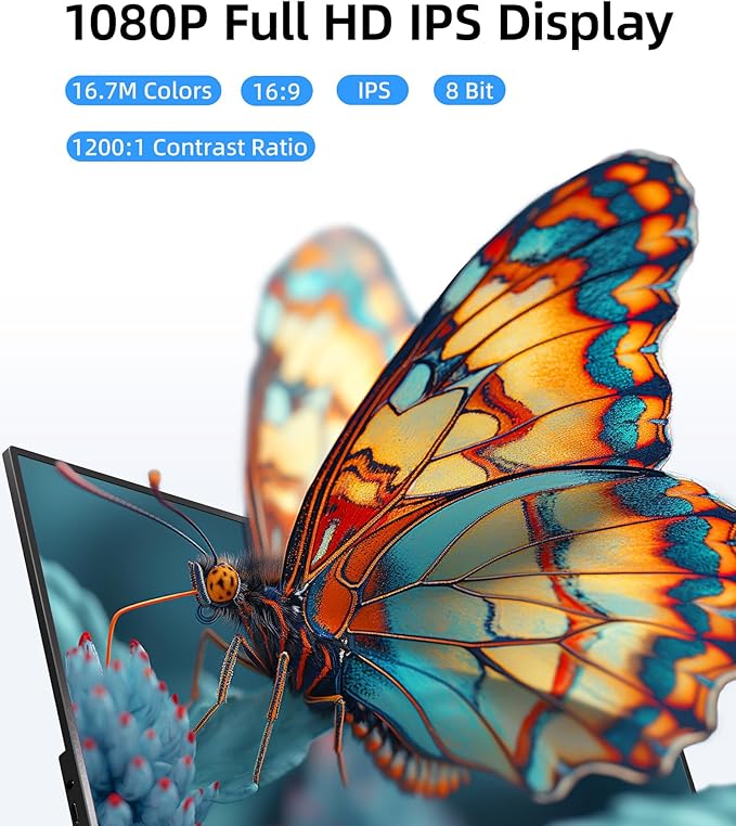 Ingnok Portable Monitor, Ultra Slim 15.6 Inch FHD IPS Laptop Screen Extender - Image 3