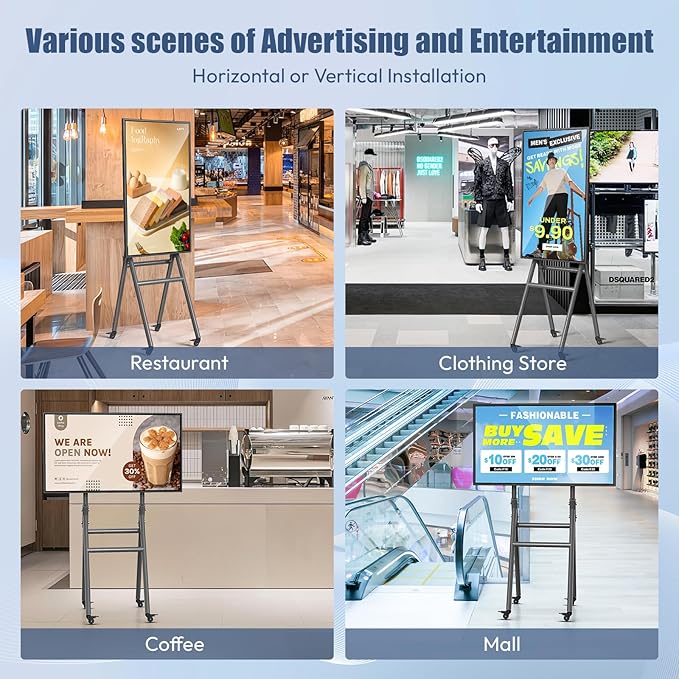 QIXZOCV MWE 43 Inch Mobile Digital Signage Display Touchscreen Kiosk - Image 8