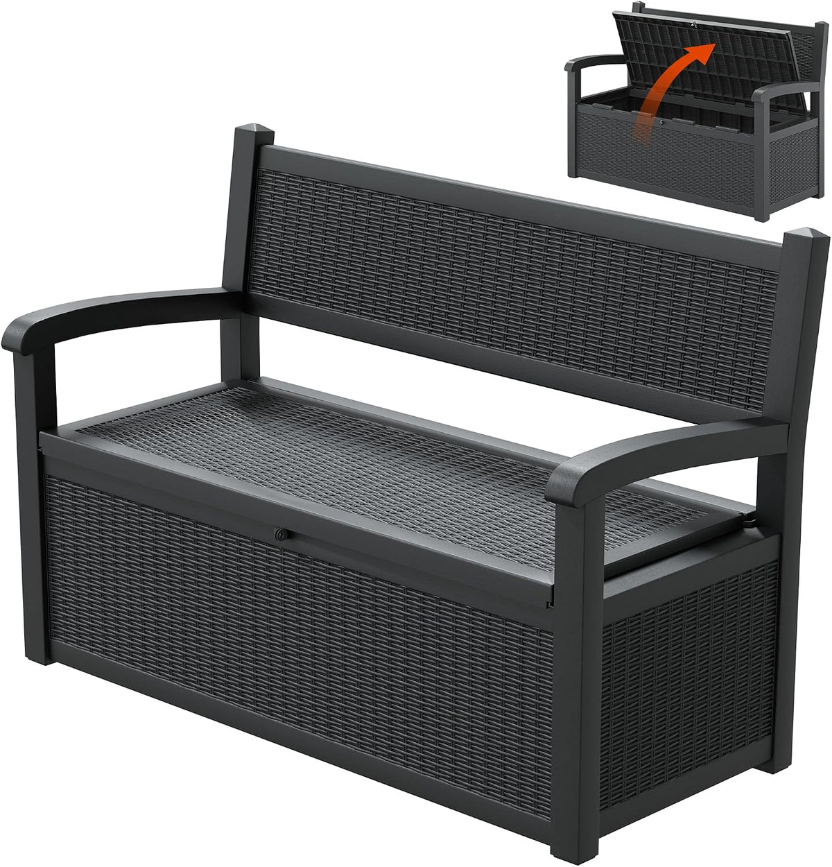 lhbcraft 70 gallon lockable outdoor storage bench waterproof, main product view