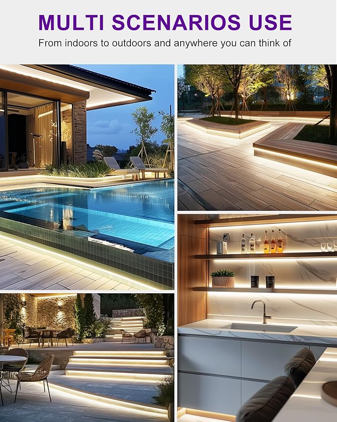 Outdoor LED Strip Lights Waterproof White, 16.4ft IP67 High Density Dimmable - Image 8