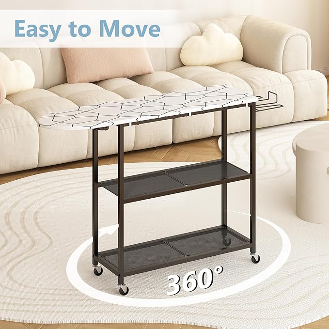 GILLAS Ironing Board with 2 Tier Storage Basket, Movable Ironing Board Full Size - Image 4