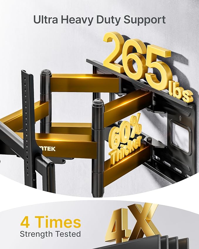 monTEK Heavy Duty XXL Full Motion TV Wall Mount - Image 3