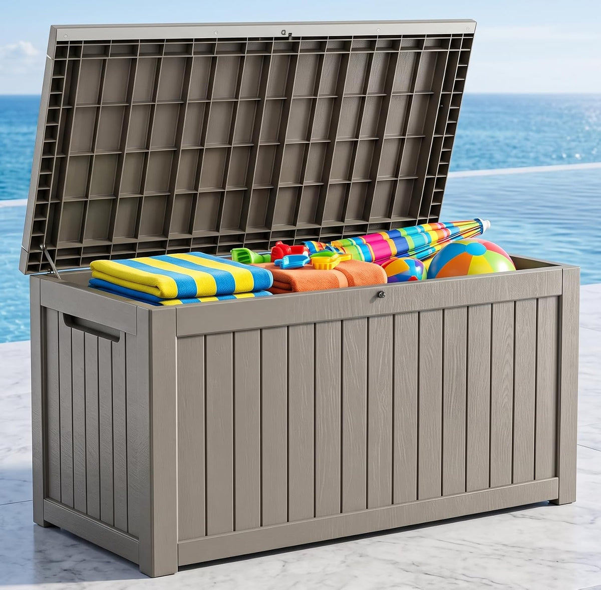 makino 198 gallon large resin outdoor storage box, main product view
