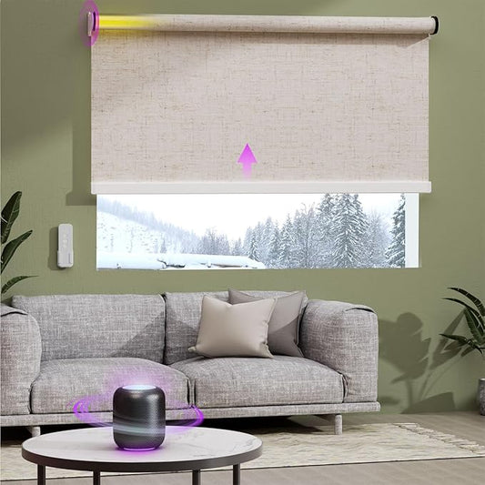 Astomi Motorized Roller Shades for Windows, Smart Blinds, Voice Control by Astomi