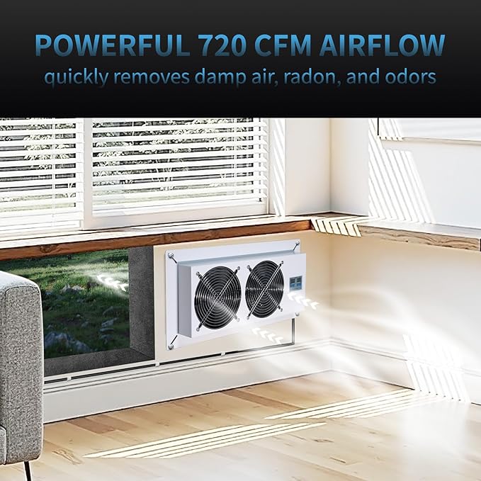 Pewoaoa 720 CFM Crawlspace Vent Fan, - Image 3