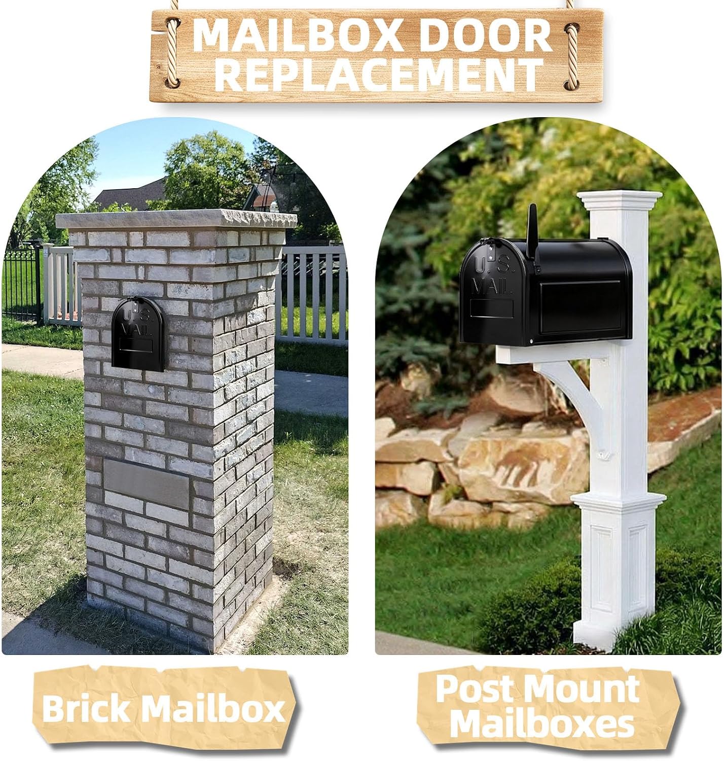 Mailbox Door Replacement 6 1/4 Inch(W) by 8 Inch(H) for Brick Mailbox Door | Fits Standard Mail Box with 6.25"W x 8"H Canister Opening,RetroFit Snap-in Replacement MailBox Door,Repair Rusted Metal Door
