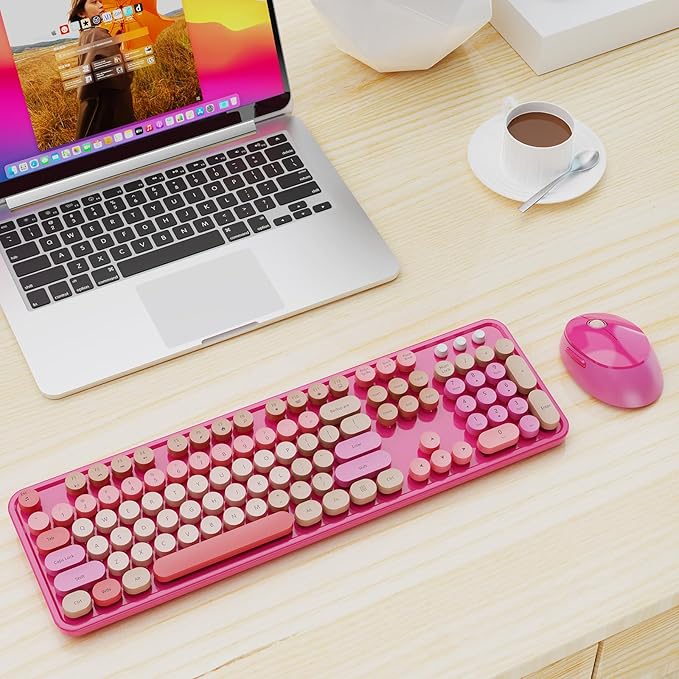 Nowlike Wireless Keyboard and Mouse Combo, Retro Typewriter Keyboard - Image 8