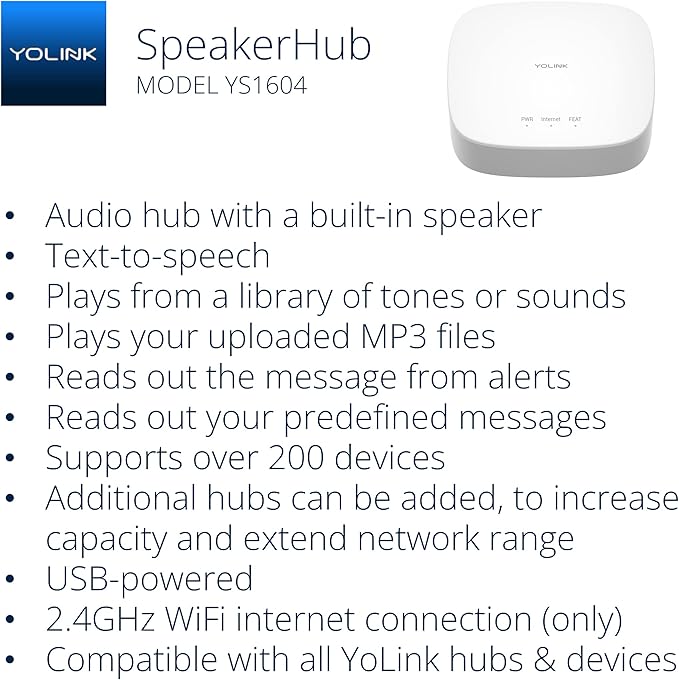 YoLink Water Leak Detection Starter Kit, w/SpeakerHub Audio/Talking Hub & Water - Image 3