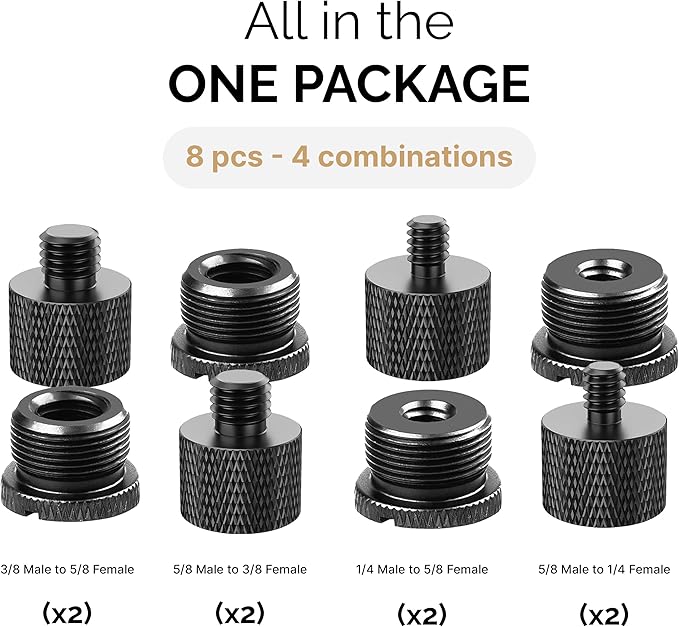IXTECH Mic Stand Adapter Set 8 pieces Metal Microphone Stand Screw Thread - Image 7