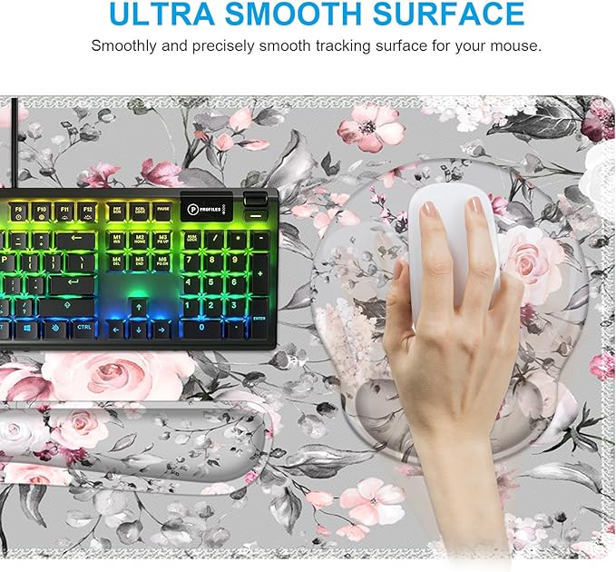 iCasso Large Mouse Pad Wrist Support Set, 4in1 XXL Big Mousepad + Keyboard - Image 5