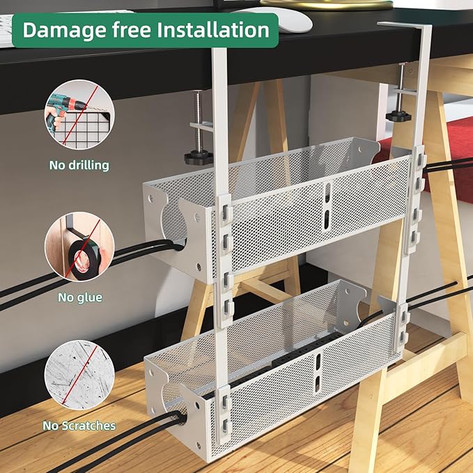 Multi-Model Under Desk Cable Management 2 Pack Metal Under Desk Wire Management - Image 6