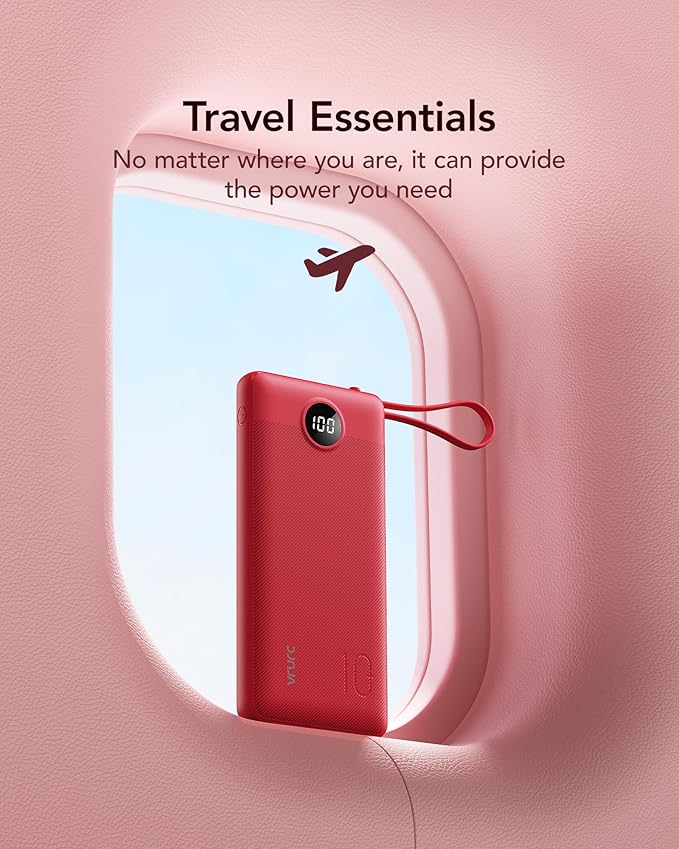 VRURC Portable Charger, 10000mAh Power Bank Built in Cables - Image 6
