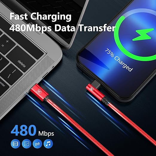 USB C to Lightning Cable 6FT, 90 Degree iPhone Charger Cables 3Pack Fast - Image 6