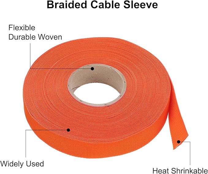 MECCANIXITY Braided Cable Sleeves Heat Shrinkable Fabric Sleeving, 5/8" 60ft - Image 4