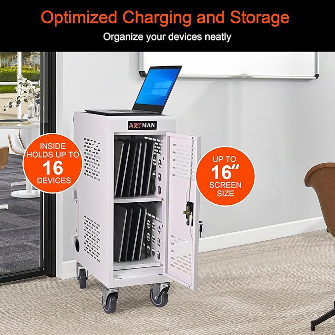Aokleo Laptop Charging Cart, 16 Devices Tablet Storage Carts - Image 4