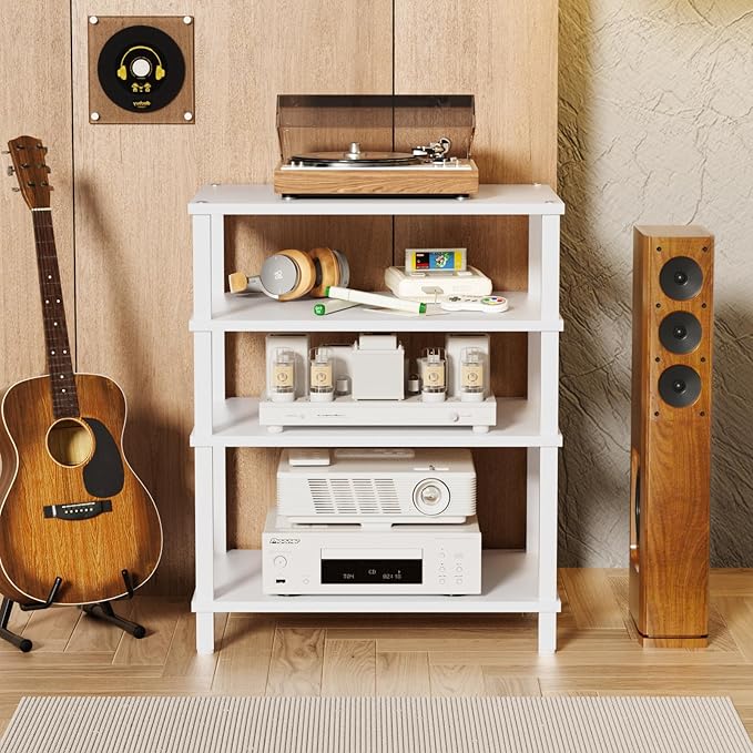 LELELINKY 4-Tier AV Media Player Stand Set of 2, Wooden TV Stand, Game Console - Image 7