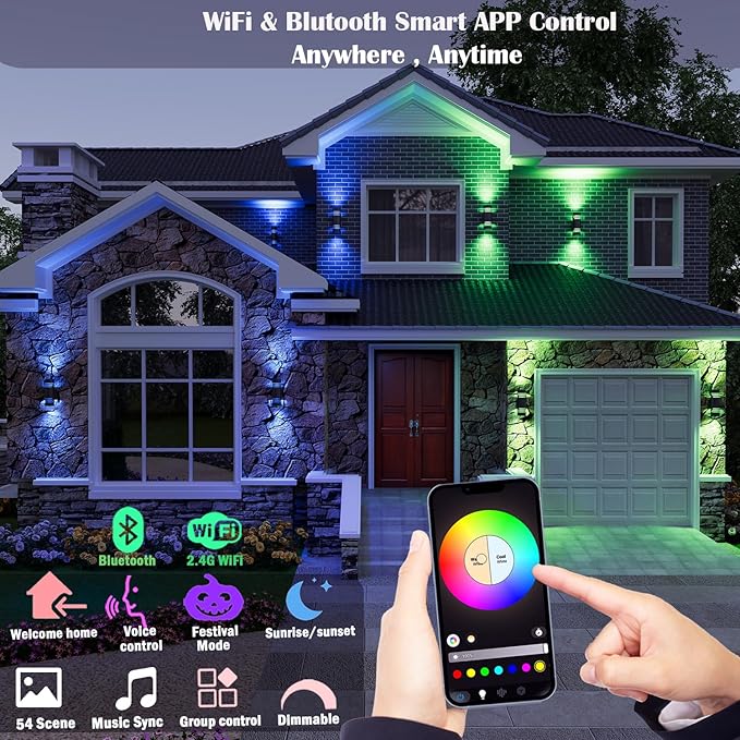 Smart WiFi Outdoor Wall Lights Exterior 2 Pack, Up and Down Porch Lights - Image 5