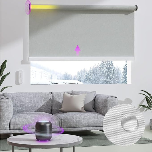 Astomi Motorized Roller Shades for Windows, Effortless Remote & Voice Control by Astomi