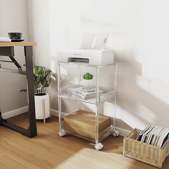 HMYHUM Acrylic Printer Stand, 3 Tier Clear Printer Cart - Image 2