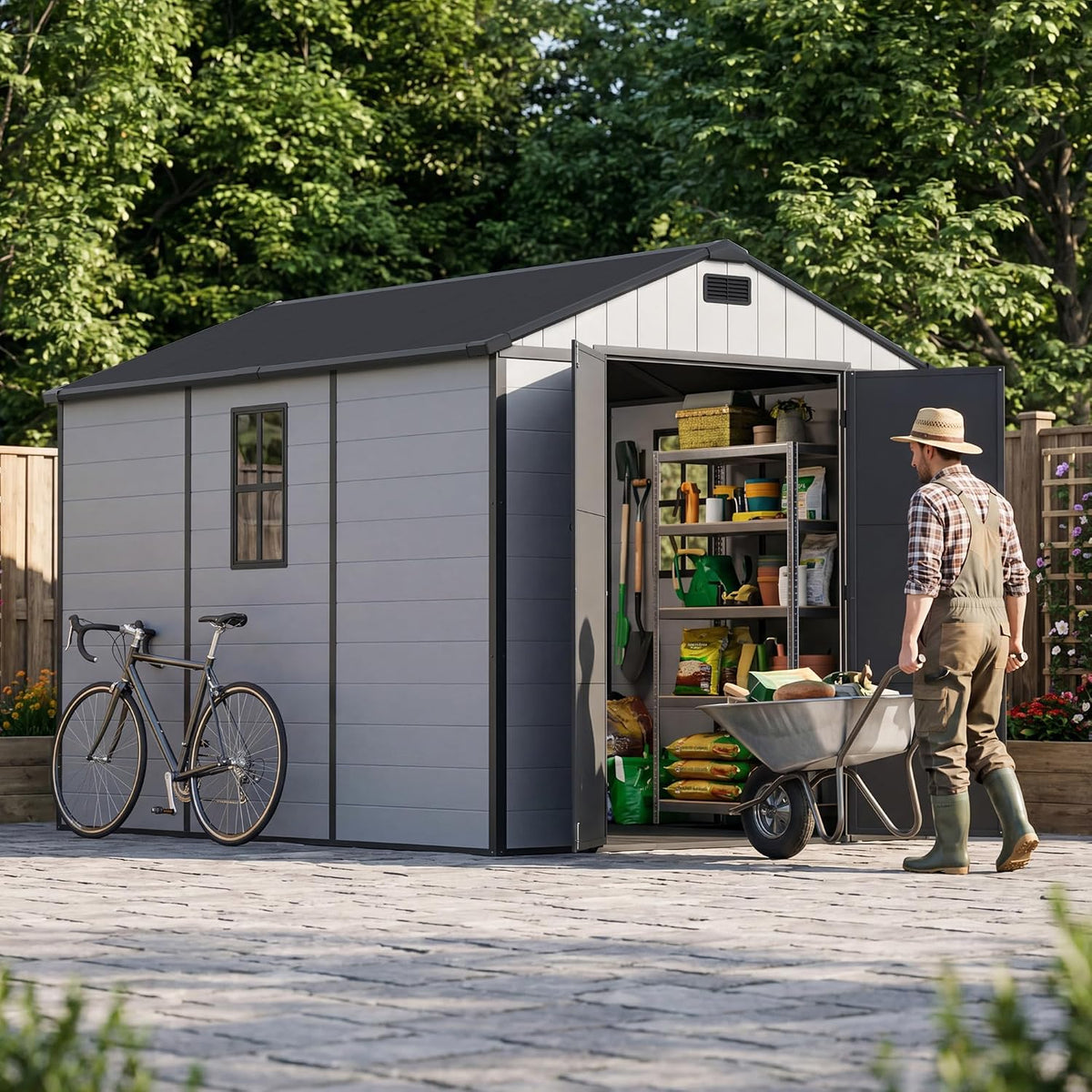 patiowell 8x10 ft resin outdoor storage shed with, main product view