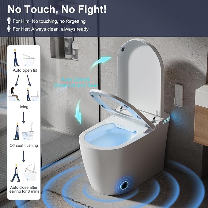 Smart Toilet with Bidet Built in, Bidet Toilet with Heated Seat and Night Light - Image 4