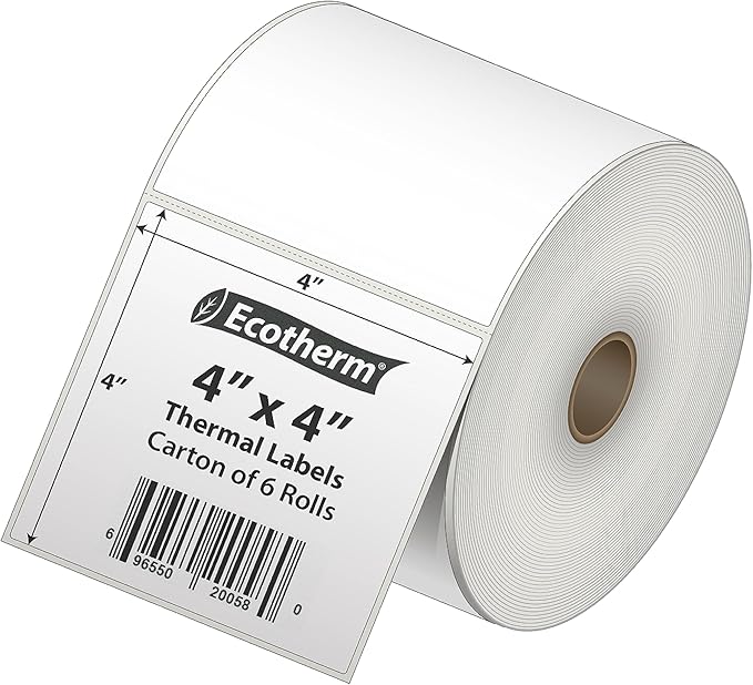 4" x 4" Thermal Labels | 6 Rolls | 4200 Labels | fits Zebra, Offnova Thermal - Image 2