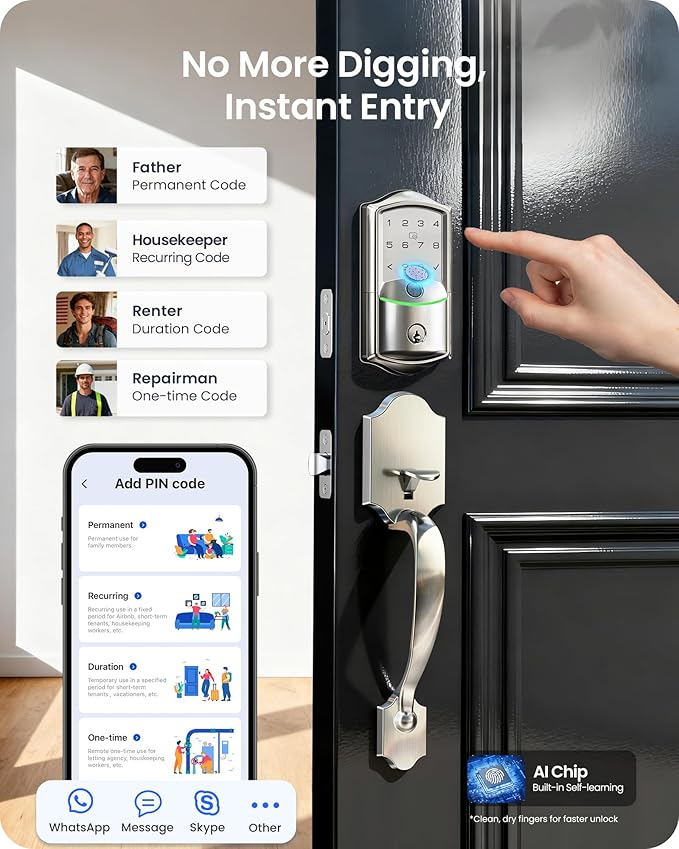Veise VE027-H Built-in Wi-Fi Fingerprint Smart Deadbolt Lock - Image 5