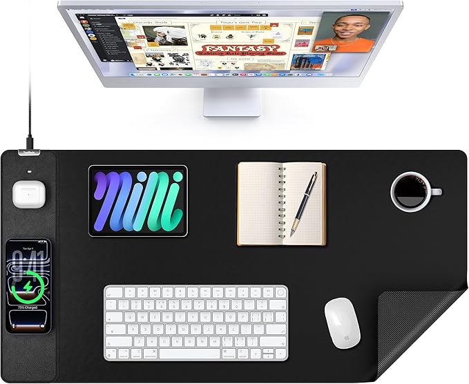 TopMade Mouse Pad with 15W Wireless Charging, XXL Large Leather Desk Mat by TopmadeProduct-Ordernow
