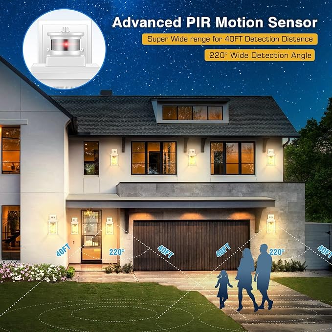 VIANIS 2 Pack Motion Sensor Outdoor Wall Lantern, Anti-Rust Waterproof Exterior - Image 4