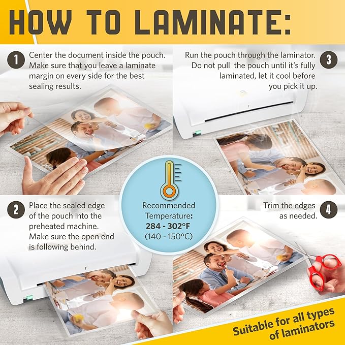 50 Pack Thermal Laminating Pouches 9” x 14.5”, 3 Mil Thick, Suited - Image 7