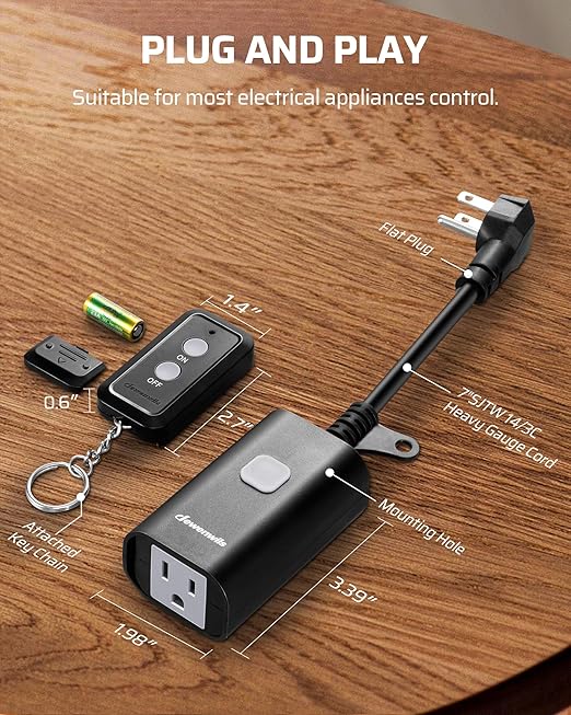 DEWENWILS Outdoor Remote Control Outlet, 15A Wireless Remote Control Switch - Image 6