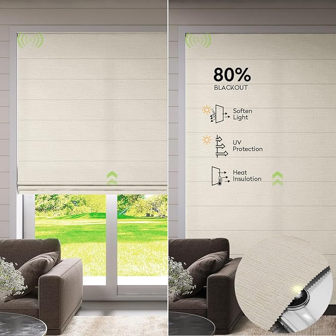 ZSTARR Smart Roman Shades Rechargeable Motorized Blinds - Image 3