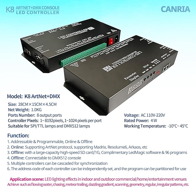 CANRIA K8 ARTNET+DMX CONSOLE LED CONTROLLER, Suitable - Image 2