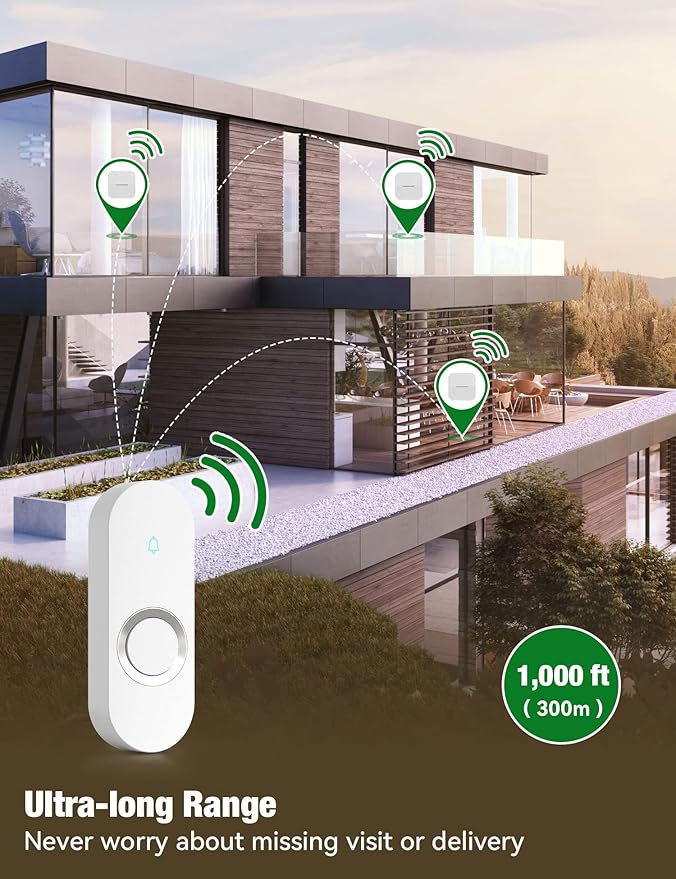 AIDA Lighted Wireless Doorbell for Home, Waterproof Battery Doorbell Wireless 1 - Image 2