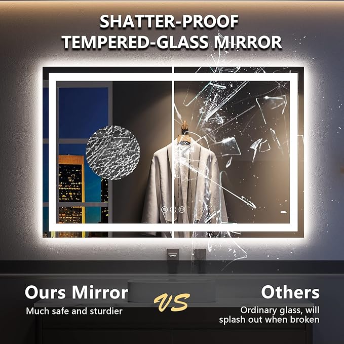 YEELAIT 55x36 Inch LED Bathroom Mirror - Image 6