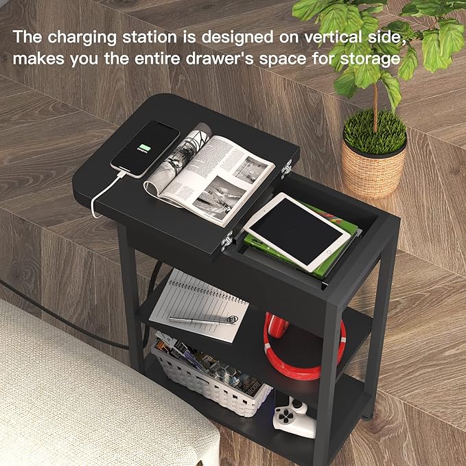 LIDYUK End Table with Charging Station, Nightstands Set of 2 - Image 4