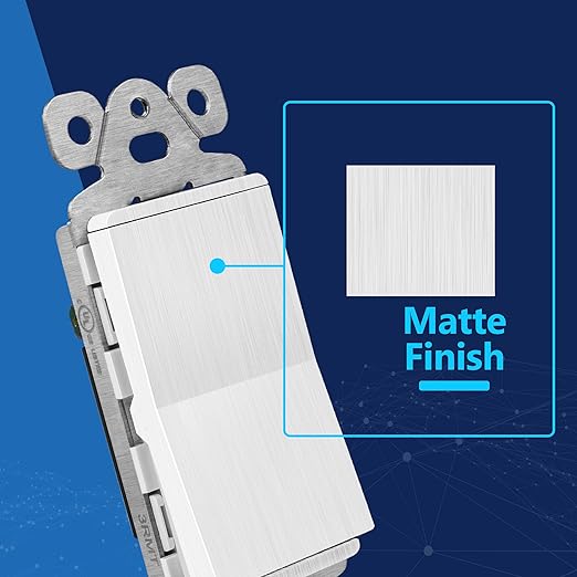 LIDER Brushed White Minimalist Design Decorator Switch - Image 2