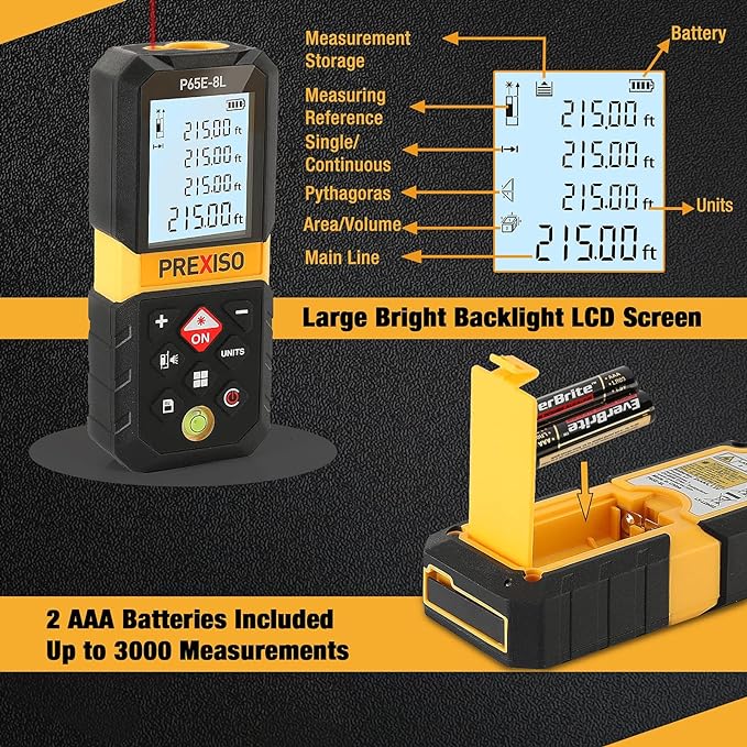 PREXISO Laser Measure, 215Ft Laser Measurement Tool - Image 6