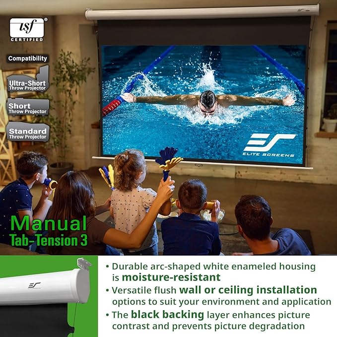 Elite Screens Manual Tab-Tension 3, 110-INCH - Image 3